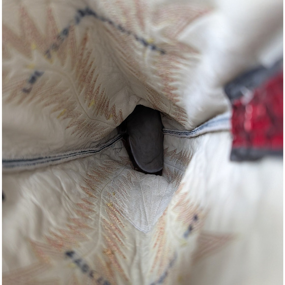 Larry Mahan Western Boots Womens 8.5B Python Snakeskin Red Color Block Rodeo - Picture 12 of 12